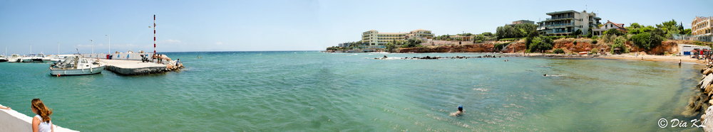 Mati Nautical Sports Club panoramic view towards the beach. Nea Makri. Attica Greece.