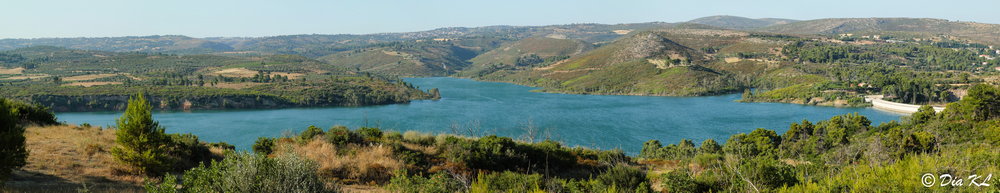 Panoramic Marathon dam and lake. Attica Greece.