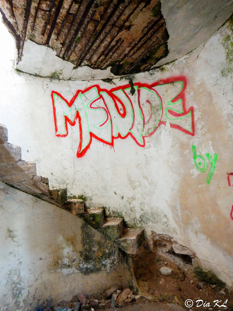 Inside the circular tower of abandoned Villa Levidi urbex (urban exploration. Athens Greece.