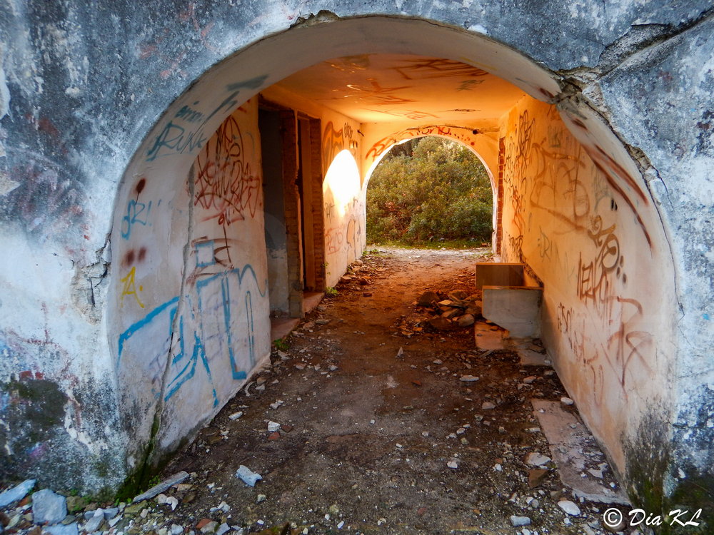 Outside at the back of the villa. Villa Levidi urbex (urban exploration. Athens Greece.